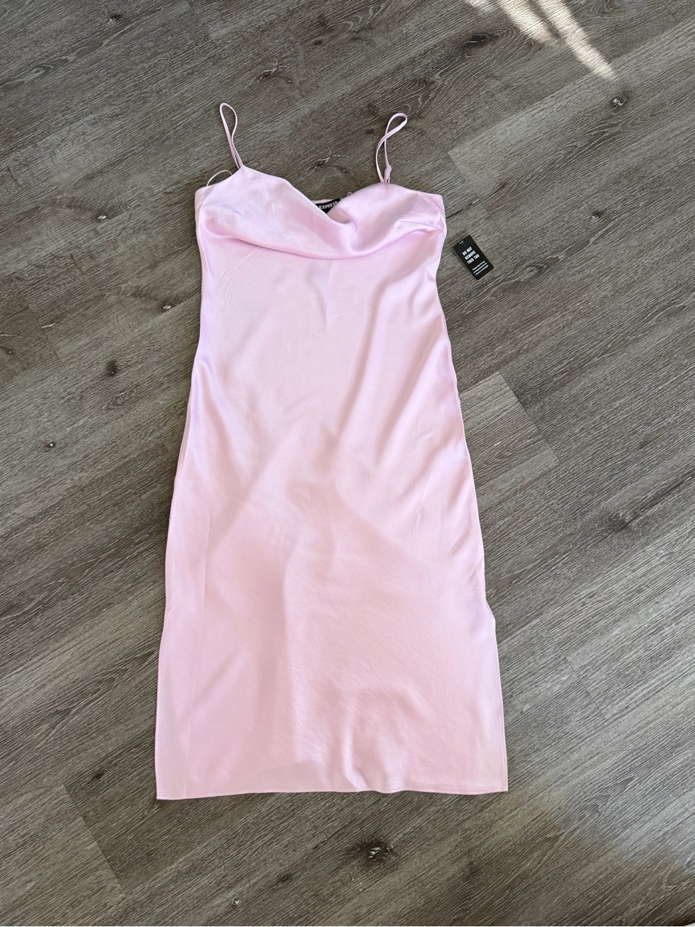 Express Pale Pink Cowl Neck Midi Slip Dress